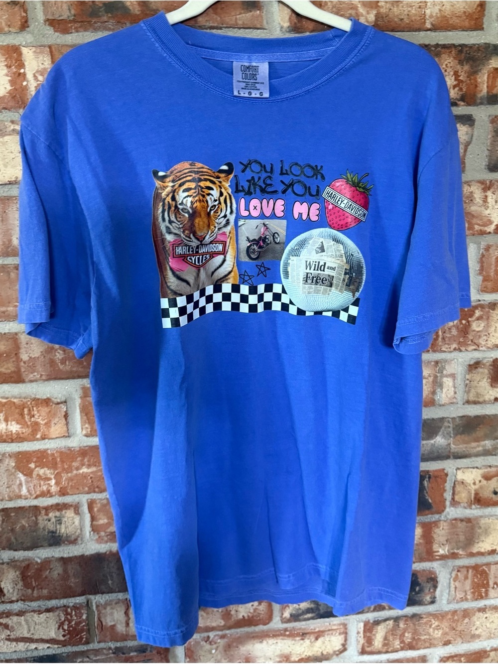 Comfort Colors Blue Short Sleeve Tee with Tiger Graphic